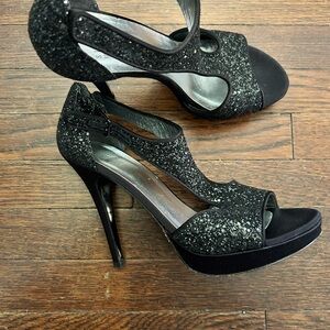 Stuart Weitzman Glitter Black Heels